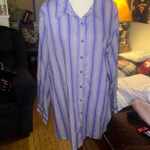 Roamans Striped Button Down 3X